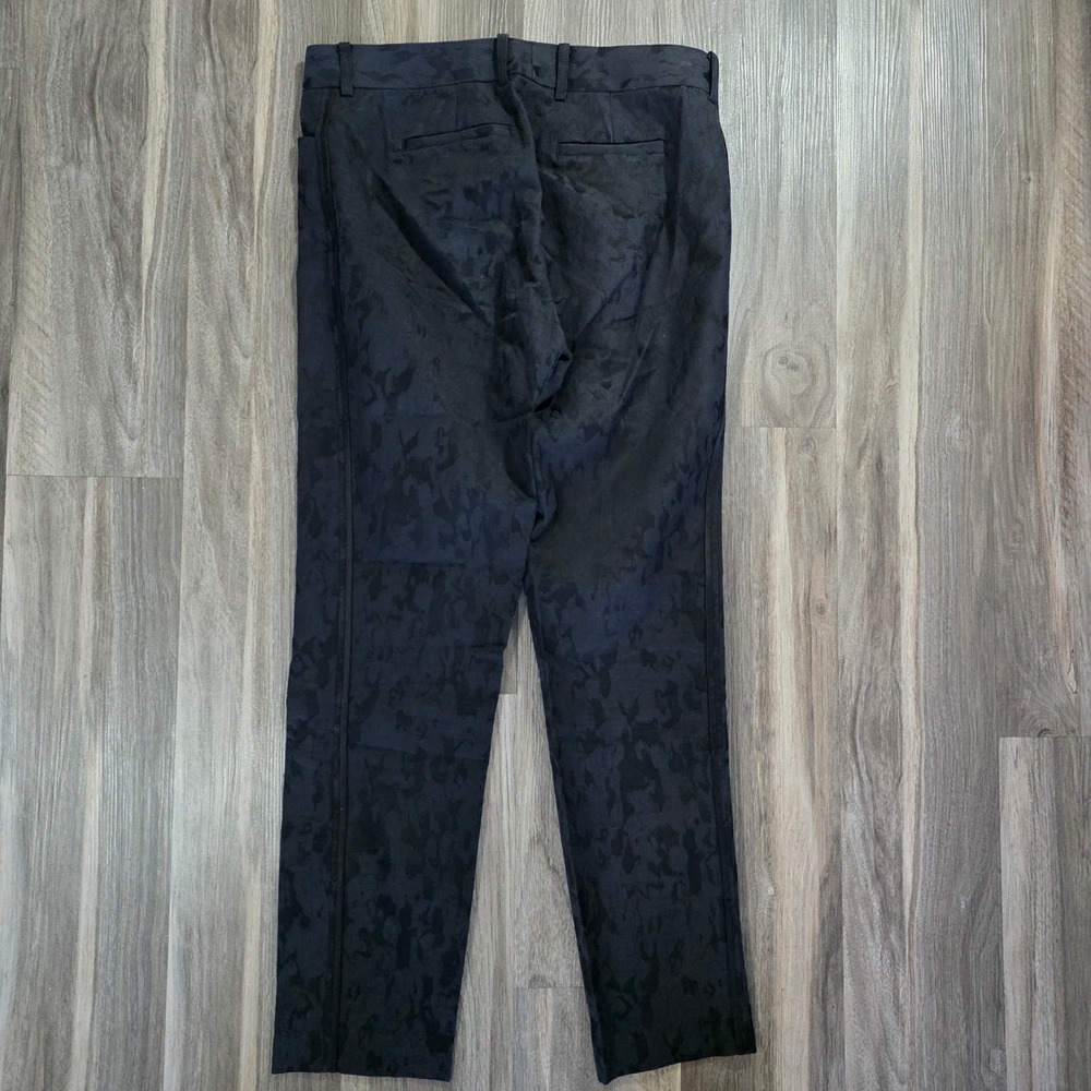 Lafayette 148 New York Black Jacquard Camo Slim Leg Trousers Size 2